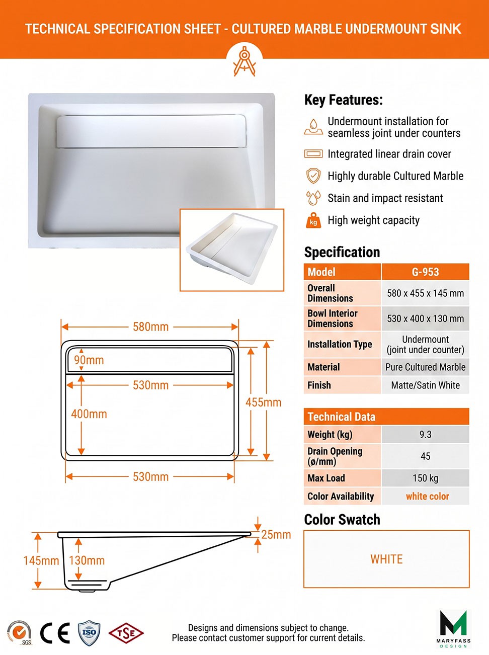 Cultured Marble Vanity Top Manufacturer in Turkey | Maryfass